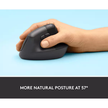Logitech Lift Vertical Ergonomic Mouse, Wireless, Bluetooth or Logi Bolt USB receiver, Quiet clicks, 4 buttons, compatible with Windows/macOS/iPadOS, Laptop, PC - Graphite - 3
