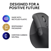 Logitech Lift Vertical Ergonomic Mouse, Wireless, Bluetooth or Logi Bolt USB receiver, Quiet clicks, 4 buttons, compatible with Windows/macOS/iPadOS, Laptop, PC - Graphite - 4