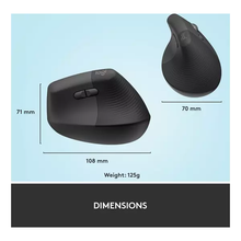 Logitech Lift Vertical Ergonomic Mouse, Wireless, Bluetooth or Logi Bolt USB receiver, Quiet clicks, 4 buttons, compatible with Windows/macOS/iPadOS, Laptop, PC - Graphite - 7