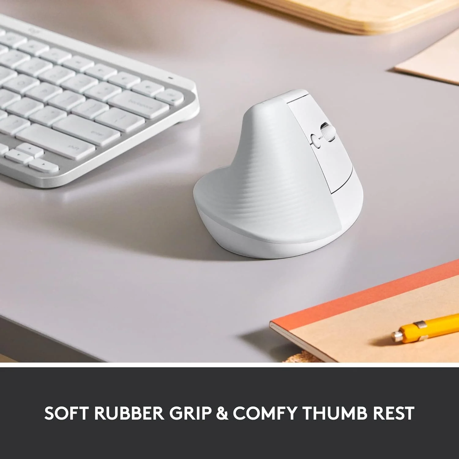 Logitech Lift Vertical Ergonomic Mouse, Wireless, Bluetooth or Logi Bolt USB receiver, Quiet clicks, 4 buttons, compatible with Windows/macOS/iPadOS, Laptop, PC - White - 2