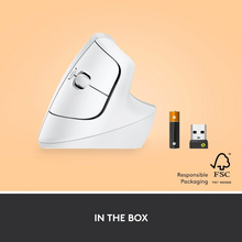 Logitech Lift Vertical Ergonomic Mouse, Wireless, Bluetooth or Logi Bolt USB receiver, Quiet clicks, 4 buttons, compatible with Windows/macOS/iPadOS, Laptop, PC - White - 7