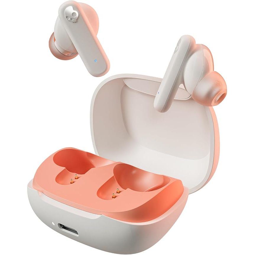 Skullcandy Smokin' Buds in-Ear Wireless Earbuds, 20 Hr Battery Works with iPhone Android and Bluetooth Devices - Bone/Orange Glow - 4