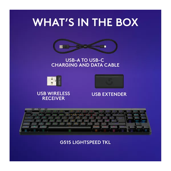 LOGITECH G515 TKL Wireless Mechanical Gaming Keyboard - Black - 7