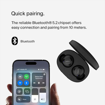 Belkin SoundForm Bolt True Wireless Earbuds – 28H Battery, IPX4, Bluetooth Mic - Black - 5