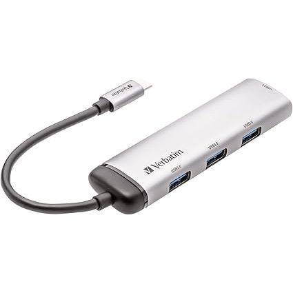 Verbatim USB-C Multiport Hub – 4-Port USB 3.2 Gen 1 Adapter - Silver - 4