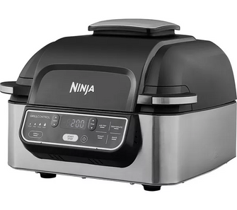 NINJA Foodi AG301UK 5-in-1 Health Grill & Air Fryer - Black & Brushed Steel - 1