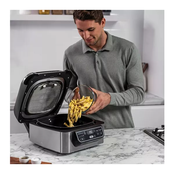 NINJA Foodi AG301UK 5-in-1 Health Grill & Air Fryer - Black & Brushed Steel - 3