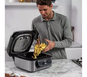 NINJA Foodi AG301UK 5-in-1 Health Grill & Air Fryer - Black & Brushed Steel - 3