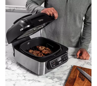 NINJA Foodi AG301UK 5-in-1 Health Grill & Air Fryer - Black & Brushed Steel - 4