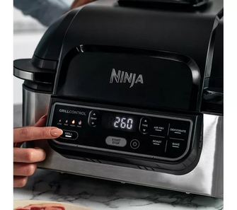 NINJA Foodi AG301UK 5-in-1 Health Grill & Air Fryer - Black & Brushed Steel - 5