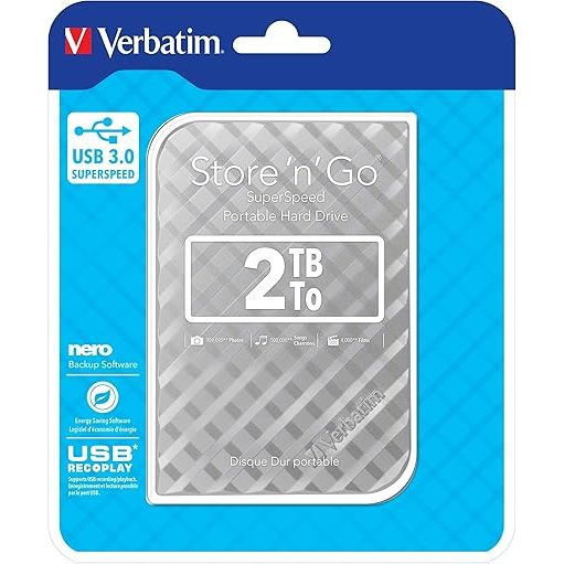 Buy Gadcet Dagenham,Verbatim 53198 2TB Portable USB 3.0 Hard Drive - Silver - Gadcet UK | UK | London | Scotland | Wales| Near Me | Cheap | Pay In 3 | External Hard drives