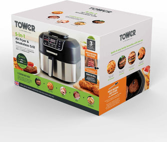 Buy Gadcet Dagenham,Tower T17086 Vortx 5-in-1 Air Fryer & Grill – 5.6L with Crisper - Black - Gadcet UK | UK | London | Scotland | Wales| Near Me | Cheap | Pay In 3 | Kitchen Appliances