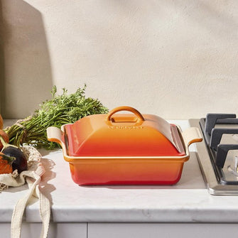 Buy Gadcet Dagenham,Le Creuset 23cm Heritage Stoneware Dish with Lid - Volcanic - Gadcet UK | UK | London | Scotland | Wales| Near Me | Cheap | Pay In 3 | Kitchen & Dining