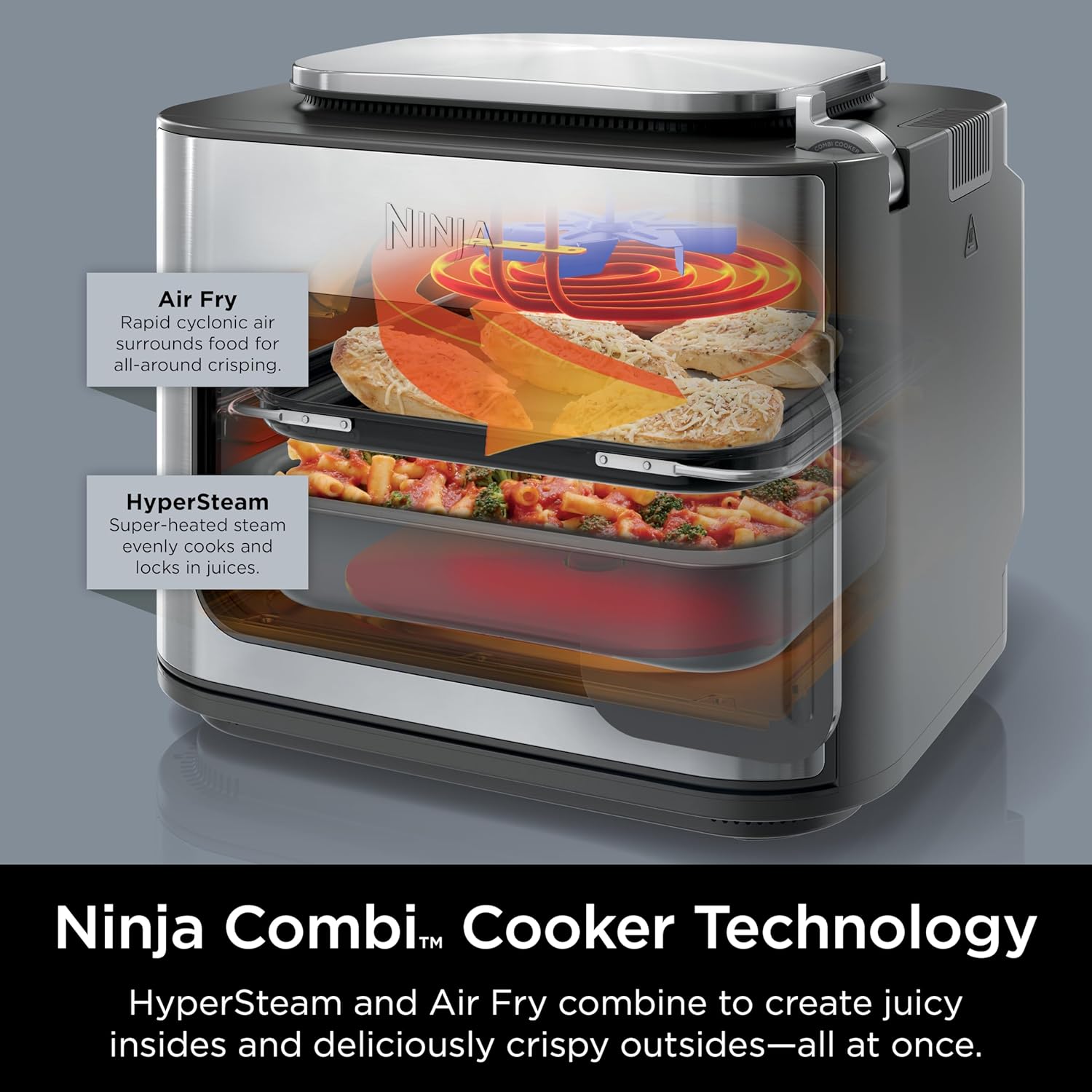 Buy Universal Electronics Limited,Ninja Combi All-in-One Multicooker, Oven, & Air Fryer, Complete Meals in 15 Mins, 14-in-1 Functions, Combi Cooker + Air Fry, Bake, Roast, Slow Cook and More, 3 Accessories, Stainless Steel, SFP701 - Gadcet UK | UK | London | Scotland | Wales| Near Me | Cheap | Pay In 3 | Kitchen Appliances