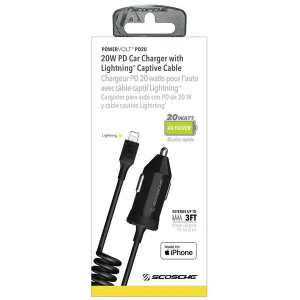 Buy Gadcet Dagenham,PowerVolt PD20 – 20W PD Car Charger with Captive Lightning Cable (Extends up to 9m) - Gadcet UK | UK | London | Scotland | Wales| Near Me | Cheap | Pay In 3 | Mobile & Smart Phone Accessories