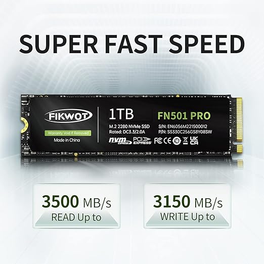 Buy Gadcet Dagenham,Fikwot FN501 Pro 1TB NVMe SSD – M.2 2280, PCIe Gen3 x4, 3500MB/s, 3D TLC, SLC Cache - Gadcet UK | UK | London | Scotland | Wales| Near Me | Cheap | Pay In 3 | Hard Drives