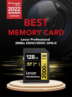 Lexar Professional 2000x 128GB SDXC Card – UHS-II, V90, U3, Class 10, Up to 300MB/s Read, 260MB/s Write (LSD2000128G-BNNAG)