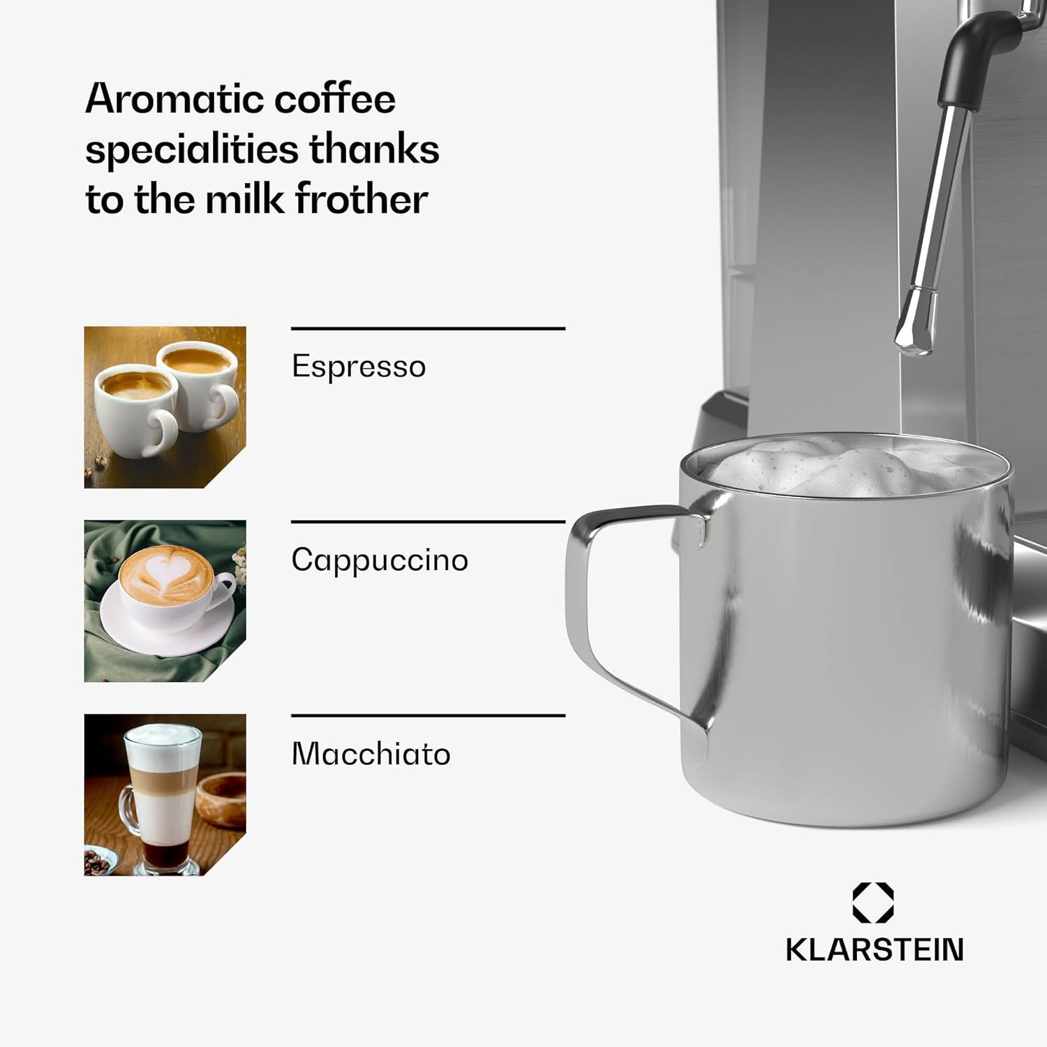 Buy Cashify Tech Ltd,Klarstein GrandPresso Espresso Machine – 20-Bar, 1350W, Integrated Grinder, Milk Frother, 2.3L Water Tank, Barista Quality at Home, Thermoblock Heating, Espresso Machine for Home - Gadcet UK | UK | London | Scotland | Wales| Near Me | Cheap | Pay In 3 | Coffee Makers & Espresso Machines