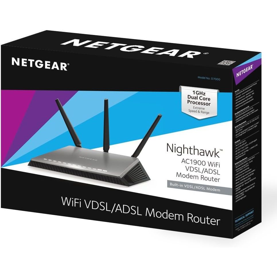 NETGEAR D7000-100UKS Nighthawk AC1900 Dual Band 600 + 1300 Mbps Wirele ...