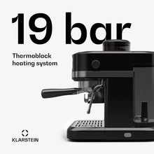 Buy Cashify Tech Ltd,KLARSTEIN Bella Café Espresso Machine – 19-Bar, 1550W, Built-in Grinder, Milk Frother, 1.4L Water Tank, 2 Cup Inserts, Thermo Block Heating, Black, Barista-Quality Coffee - Gadcet UK | UK | London | Scotland | Wales| Near Me | Cheap | Pay In 3 | Coffee Makers & Espresso Machines