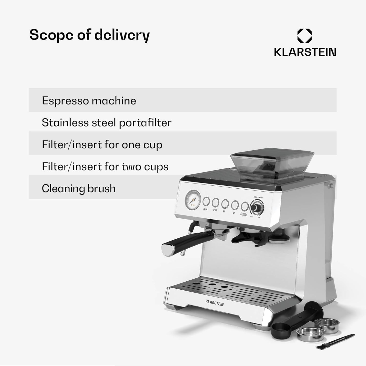 Buy Cashify Tech Ltd,Klarstein GrandPresso Espresso Machine – 20-Bar, 1350W, Integrated Grinder, Milk Frother, 2.3L Water Tank, Barista Quality at Home, Thermoblock Heating, Espresso Machine for Home - Gadcet UK | UK | London | Scotland | Wales| Near Me | Cheap | Pay In 3 | Coffee Makers & Espresso Machines