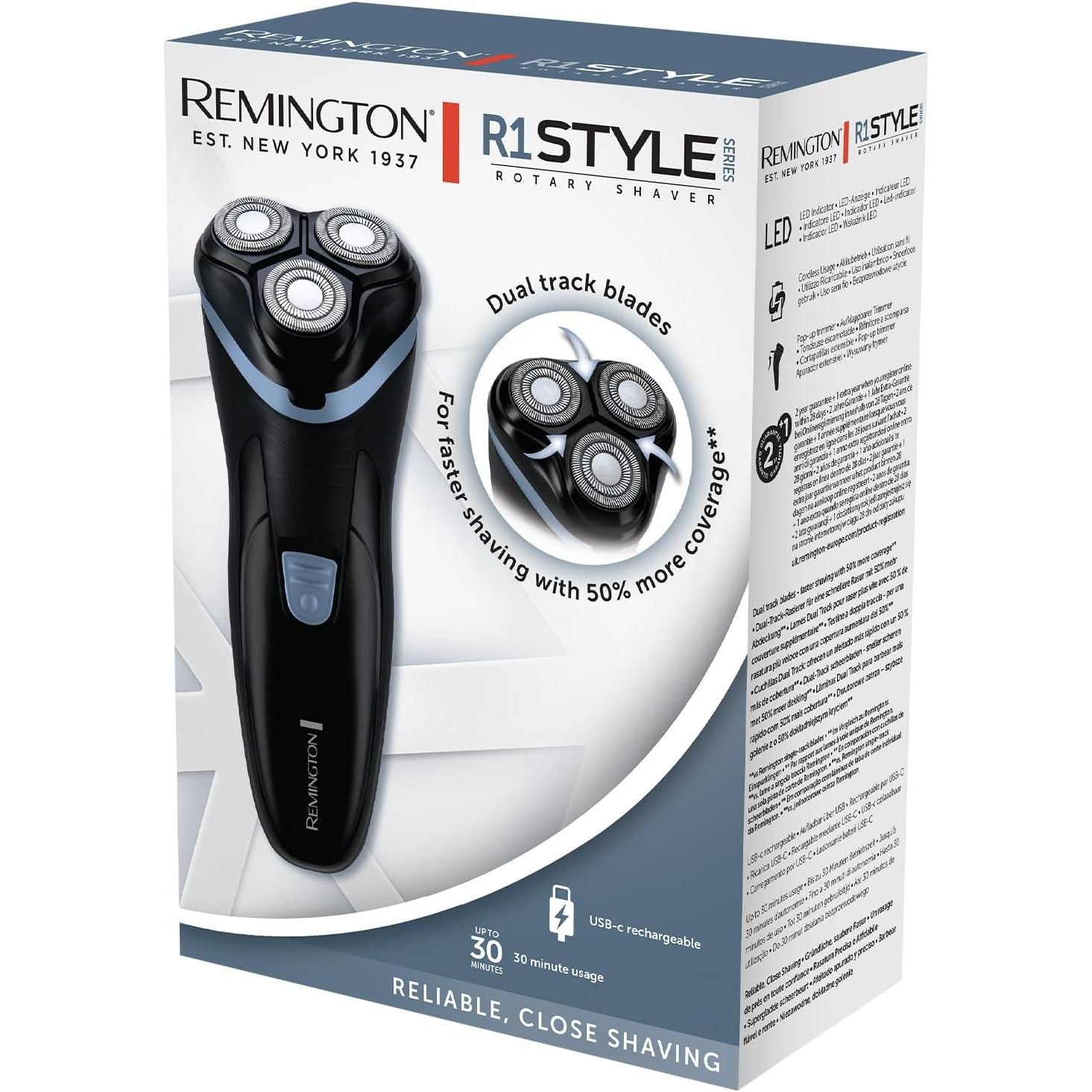 Buy Gadcet Dagenham,REMINGTON R1 Style Series Rotary Shaver - Black & Blue - Gadcet UK | UK | London | Scotland | Wales| Near Me | Cheap | Pay In 3 | Shaving & Grooming