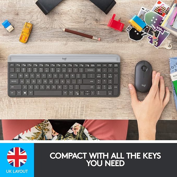 Buy Gadcet Dagenham,Logitech MK470 Slim Wireless Keyboard & Mouse Combo – QWERTY UK, 2.4GHz USB, Quiet Typing, Long Battery - Black - Gadcet UK | UK | London | Scotland | Wales| Near Me | Cheap | Pay In 3 | Keyboards