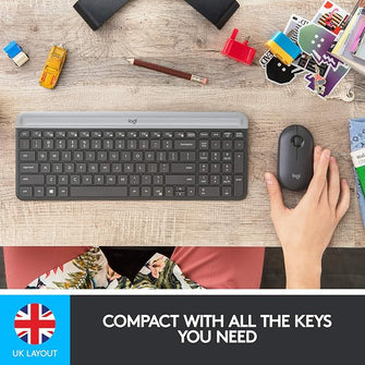 Logitech MK470 Slim Wireless Keyboard & Mouse Combo – QWERTY UK, 2.4GHz USB, Quiet Typing, Long Battery - Black