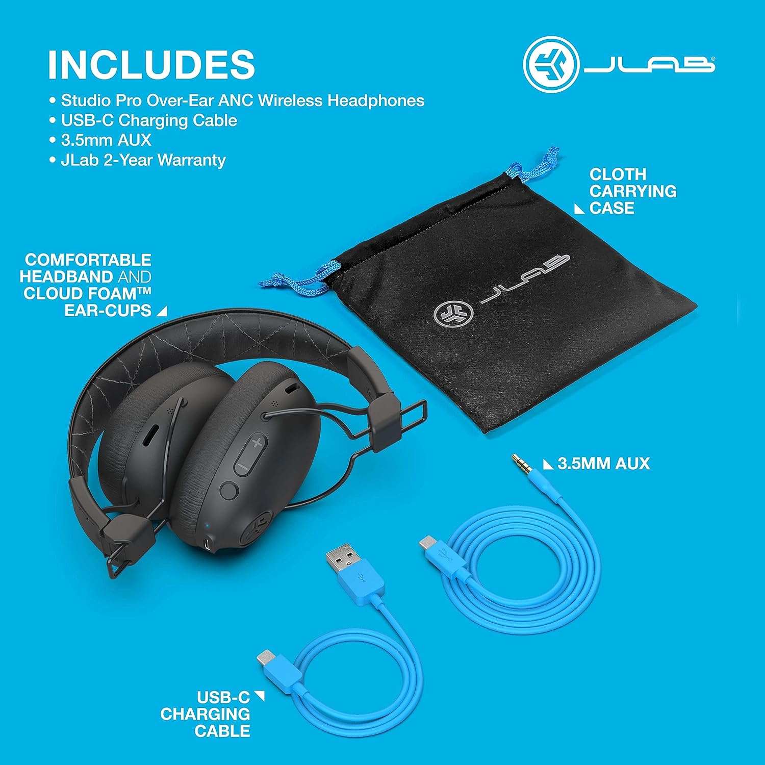 Buy Gadcet Dagenham,JLab Studio Pro ANC Over-Ear Wireless Headphones - Black - Gadcet UK | UK | London | Scotland | Wales| Near Me | Cheap | Pay In 3 | Headphones & Earphones