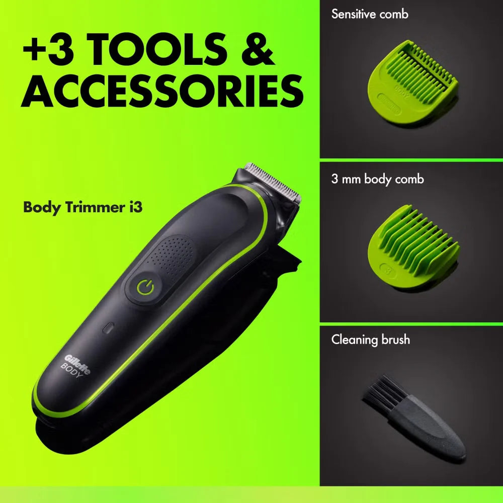 Gillette Labs I3 Body + Intimate Hair Trimmer For Men, 2 Body Combs