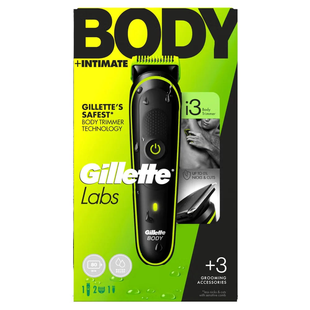 Gillette Labs I3 Body + Intimate Hair Trimmer For Men, 2 Body Combs