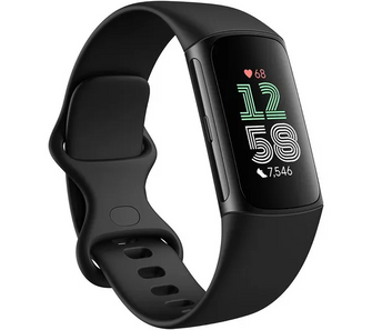 Fitbit Charge 6 Fitness Tracker - Obsidian/Black, Silicone Strap, Universal