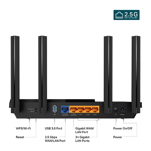 TP-LINK Archer AX55 Pro WiFi Cable & Fibre Router - AX 3000, Dual-band ...