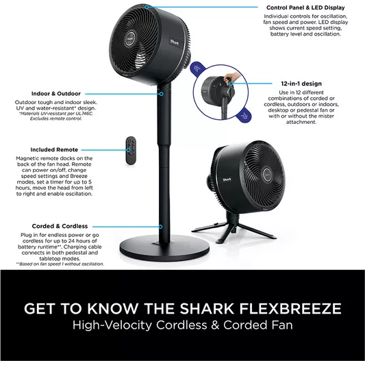 Buy Alann Trading Limited,Shark FlexBreeze FA220UK Portable 11.3" Hybrid Pedestal Fan – Charcoal Black - Gadcet UK | UK | London | Scotland | Wales| Near Me | Cheap | Pay In 3 | Desk & Pedestal Fans