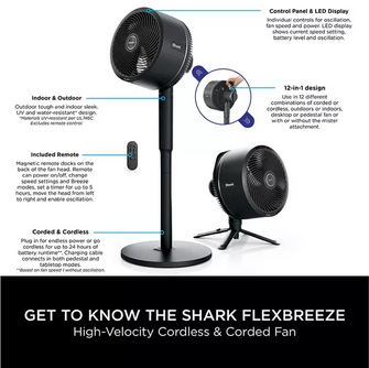 Buy Alann Trading Limited,Shark FlexBreeze FA220UK Portable 11.3" Hybrid Pedestal Fan – Charcoal Black - Gadcet UK | UK | London | Scotland | Wales| Near Me | Cheap | Pay In 3 | Desk & Pedestal Fans