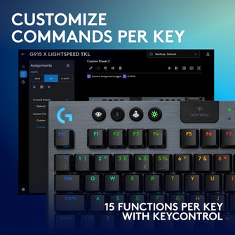 Logitech G915 TKL LIGHTSPEED Wireless Gaming Keyboard - Low-Profile, Double-Shot PBT Keycaps, RGB Backlighting, GL Brown Tactile Switches, QWERTY UK Layout - Black