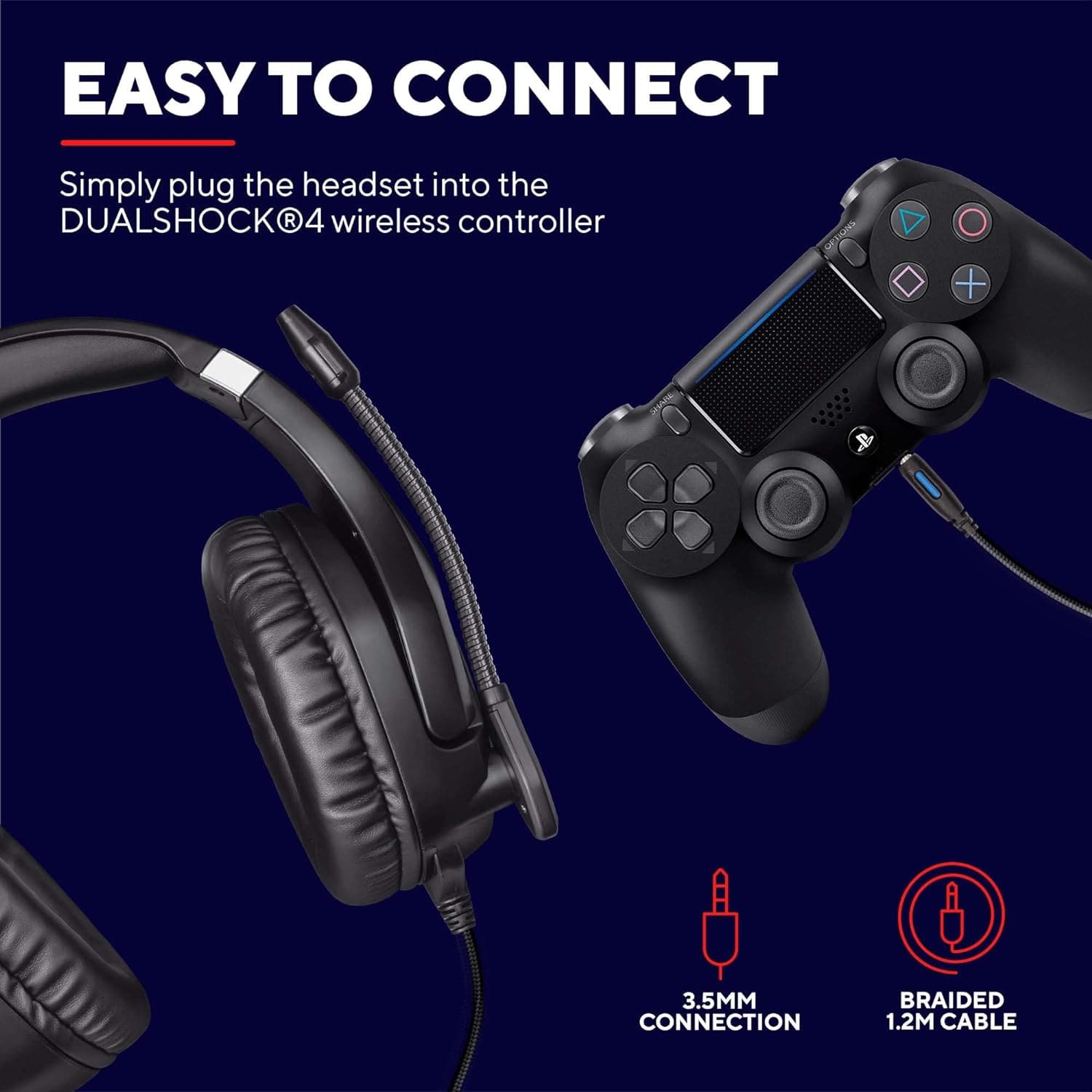 Buy Trust,Trust Gaming GXT 488 Forze [Officially Licensed for PlayStation] Gaming Headset for PS4 with Flexible Microphone and Inline Remote Control, Over Ear Gaming Headphones - Black - Gadcet UK | UK | London | Scotland | Wales| Near Me | Cheap | Pay In 3 | Headphones & Headsets