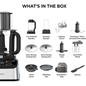 Kenwood MultiPro OneTouch FDM73.850SS Food Processor & Blender – 1000W, 13 Accessories, Silver
