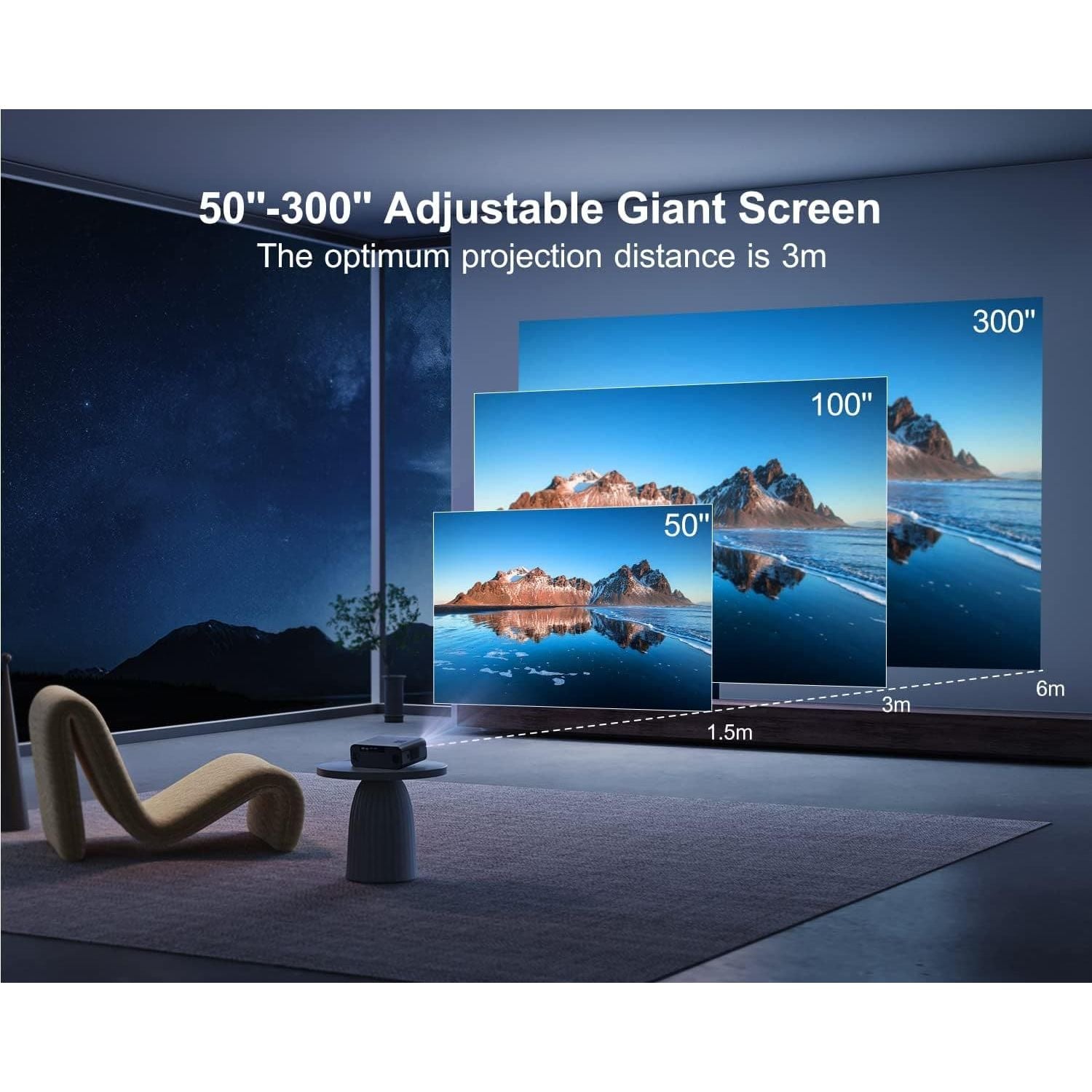Buy WiMiUS,WiMiUS 26000 Lumen Full HD 1080P Portable Projector with Auto Focus & Keystone, WiFi 6, Bluetooth, 4K Support, 4D/4P Keystone, 50% Zoom, 300'' Display for Smartphone/TV Stick/PPT/PS5 - Gadcet UK | UK | London | Scotland | Wales| Near Me | Cheap | Pay In 3 | Projectors