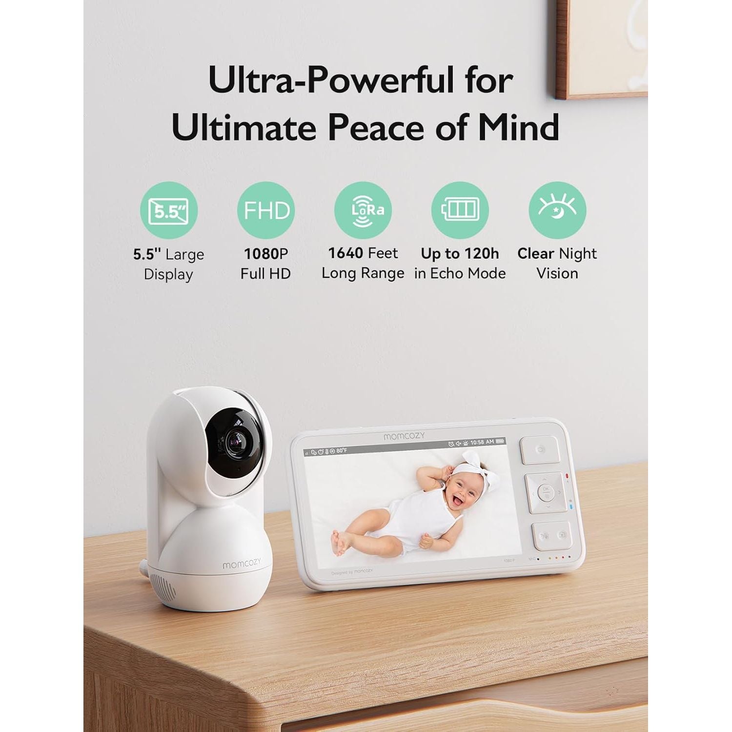 Buy Cashtro Ltd,Momcozy BM03 Video Baby Monitor – 5.5" LCD Screen, White - Gadcet UK | UK | London | Scotland | Wales| Near Me | Cheap | Pay In 3 | Baby Monitor