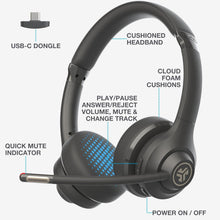 JLab Go Work 2nd Gen Wireless Headset - 55+ H Bluetooth, Mic, Multipoint, Black