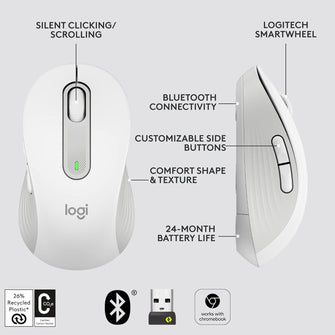 Buy Logitech,Logitech Signature M650 L Full Size Wireless Mouse - For Large Sized Hands, 2-Year Battery, Silent Clicks, Customisable Side Buttons, Bluetooth, for PC/Mac/Multi-Device/Chromebook - White - Gadcet UK | UK | London | Scotland | Wales| Near Me | Cheap | Pay In 3 | Keyboard & Mouse
