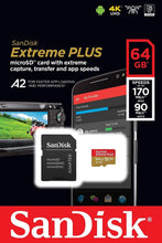 Buy Sandisk,SanDisk Extreme PLUS 64 GB microSDXC Memory Card + SD Adapter with A2 App Performance up to 170 MB/s, Class 10, U3, V30 - Gadcet UK | UK | London | Scotland | Wales| Near Me | Cheap | Pay In 3 | Flash Memory Cards