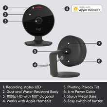 Logitech 961-000490 Circle View Weatherproof Wired Home Security Camera TrueView Video, 180° Wide Angle, 1080p HD, Night Vision, 2-Way Audio, Encrypted and Apple HomeKit Secure Video - Black - 6