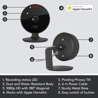 Buy Logitech,Logitech 961-000490 Circle View Weatherproof Wired Home Security Camera TrueView Video, 180° Wide Angle, 1080p HD, Night Vision, 2-Way Audio, Encrypted and Apple HomeKit Secure Video - Black - Gadcet UK | UK | London | Scotland | Wales| Near Me | Cheap | Pay In 3 | Surveillance Cameras
