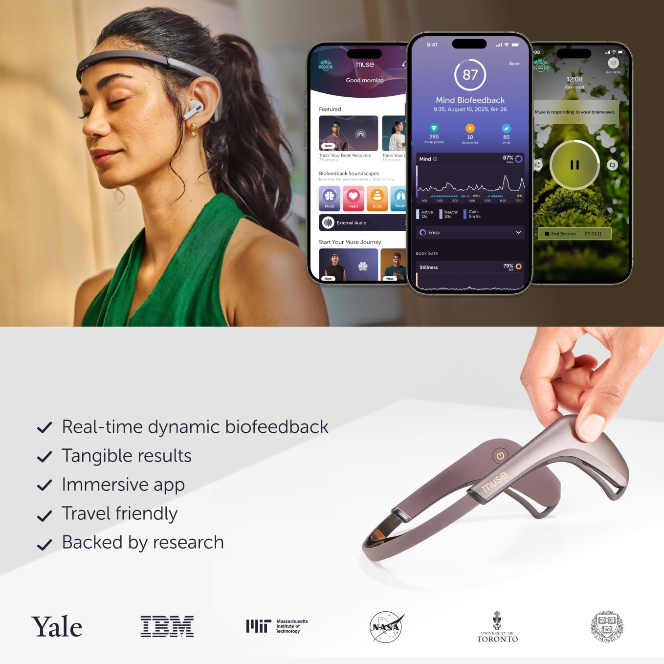 Muse 2 EEG Brain Sensing Headband – Meditation & Biofeedback Tracker