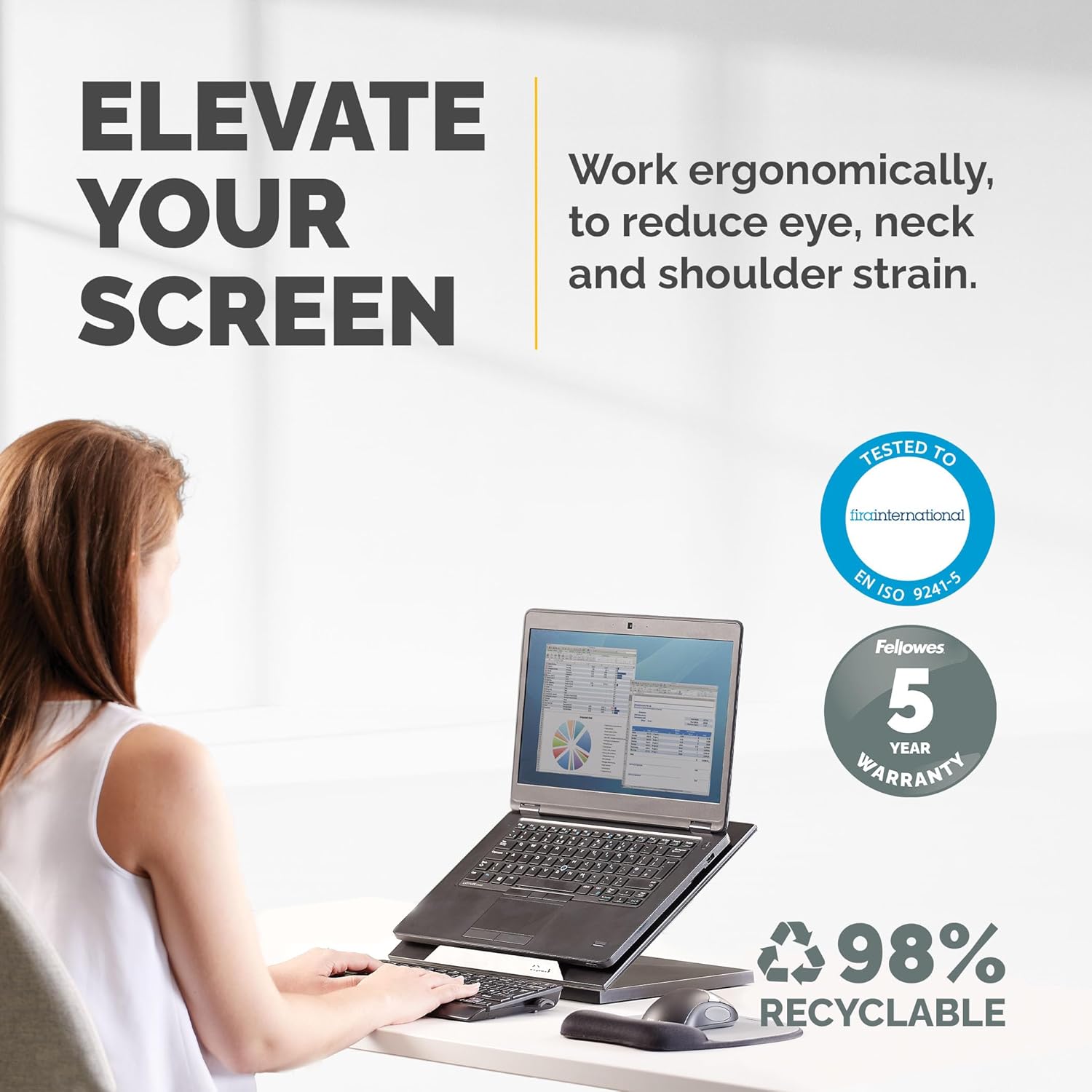 Buy FELLOWES,Fellowes Designer Suites Laptop Riser - Adjustable Ergonomic Stand for Laptops - Gadcet UK | UK | London | Scotland | Wales| Near Me | Cheap | Pay In 3 | RAIS