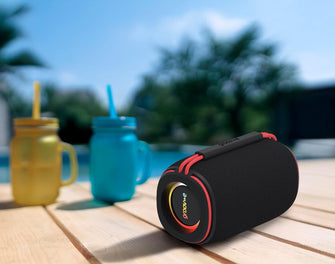 Groov-e Wave Glow Wireless Speaker – 10W Portable Bluetooth Speaker with LED Lights, 8H Playback, Black