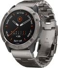 Garmin fēnix 6X Pro Solar Titanium GPS Smartwatch – 51mm Power Glass Solar Display, Titanium Bezel, Titanium Bracelet, Maps, Music, Garmin Pay