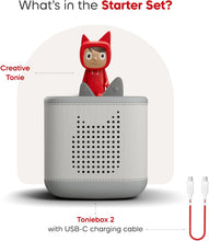 Tonies Toniebox 2 Starter Set Moon Grey with Creative Tonie – Screen-Free Kids Audio Player, Stories, Songs, Sleep Timer & Sunrise Alarm